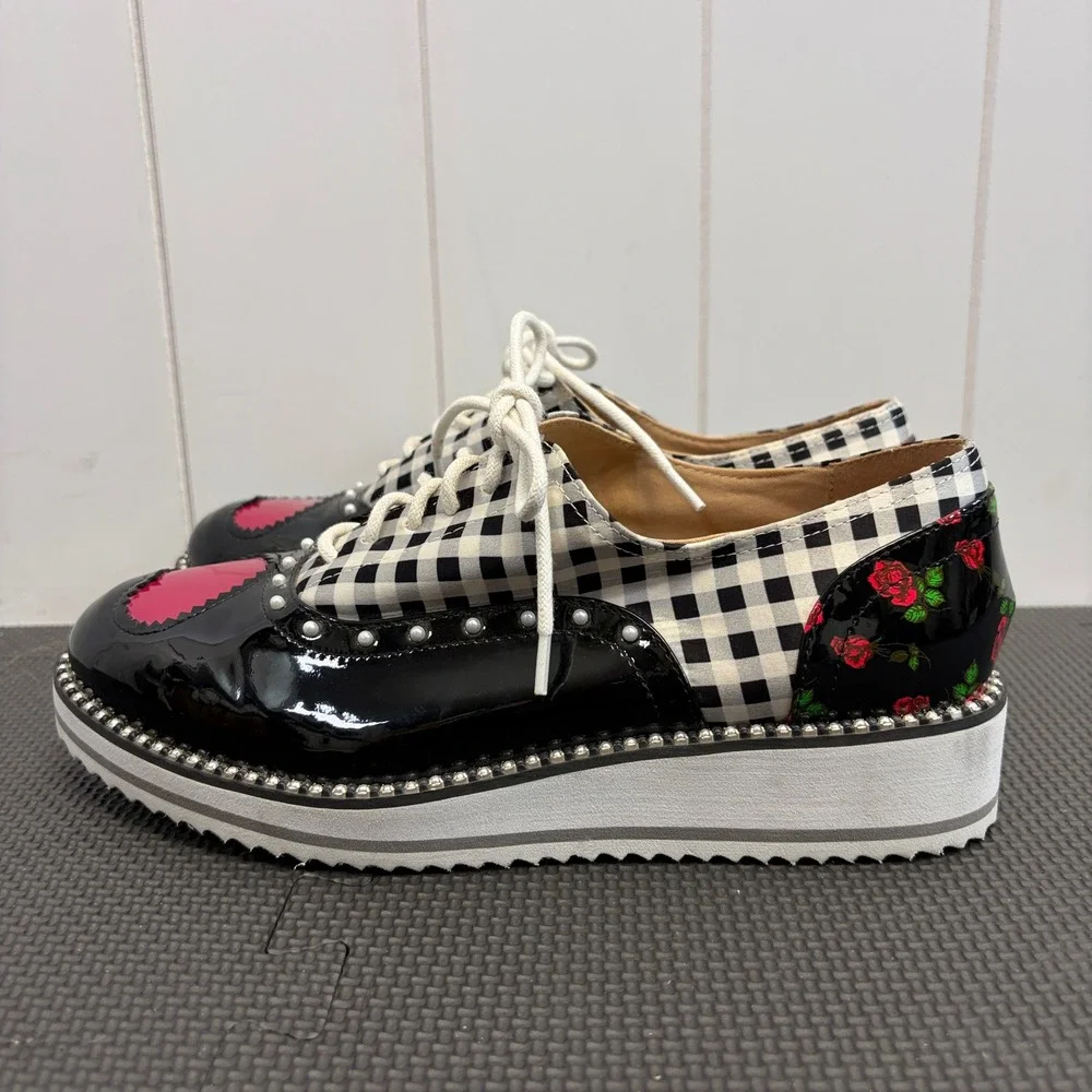 Torrid Betsey Johnson Rockabilly Plaid Oxford Platform Sneakers Women 8.5W Punk